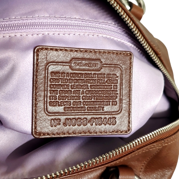 COACH Ashley Sabrina Pleated Convertible Satchel Duffle Bag Walnut F15445 - Picture 15 of 16